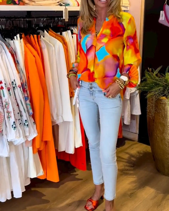 Skjortor med långa ärmar och färgglad avslappnad stil