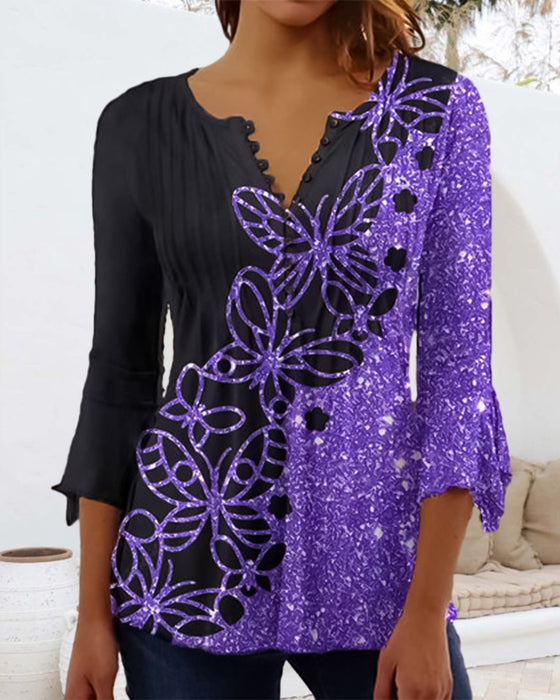 Top med tryckt V-ringning