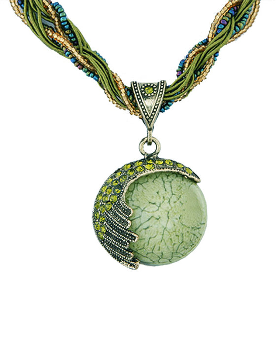 Boho-Handflätat Halsband med Hänge