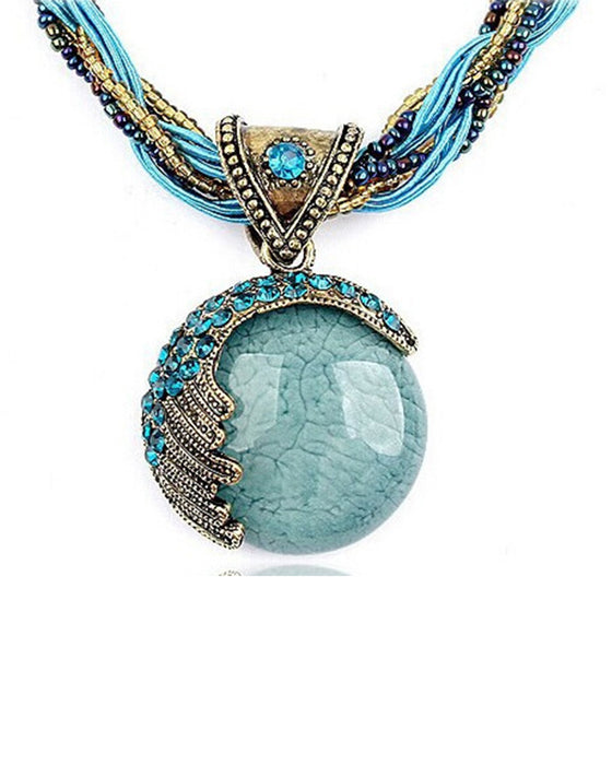 Boho-Handflätat Halsband med Hänge