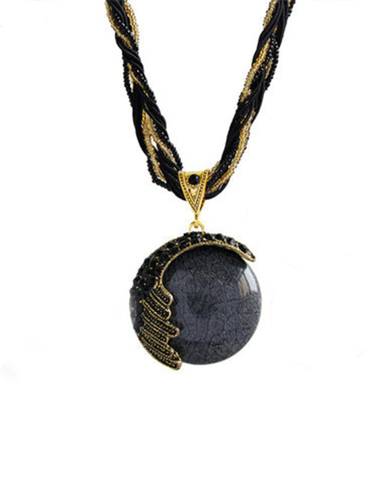 Boho-Handflätat Halsband med Hänge