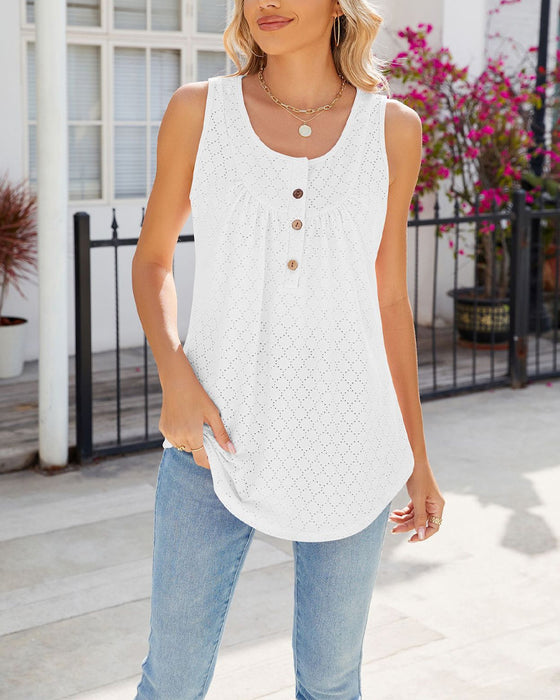 Ärmlös avslappnad väst med knäppning