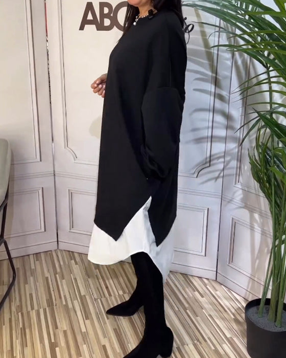 Runda nacke lapptäckklänning