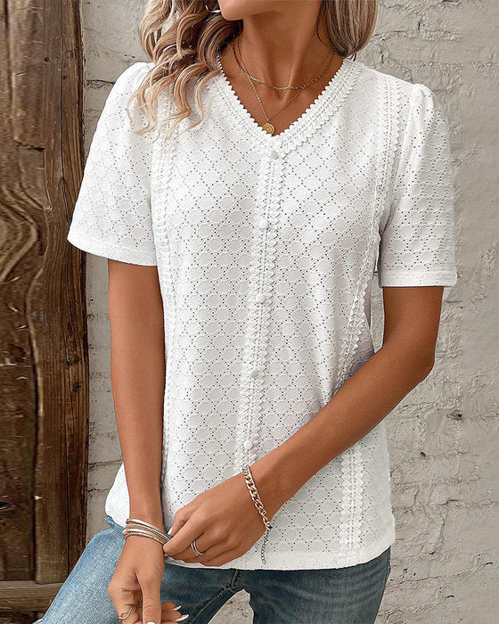 Bubbelärmad enfärgad topp