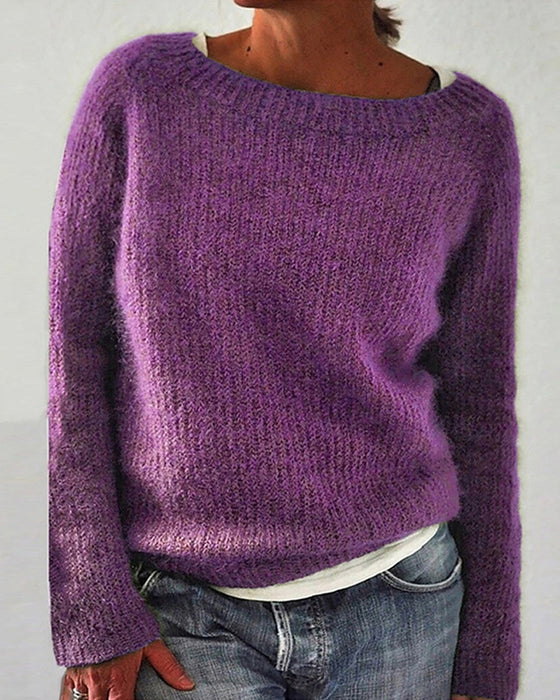 Crew Neck långärmad enfärgad tröja