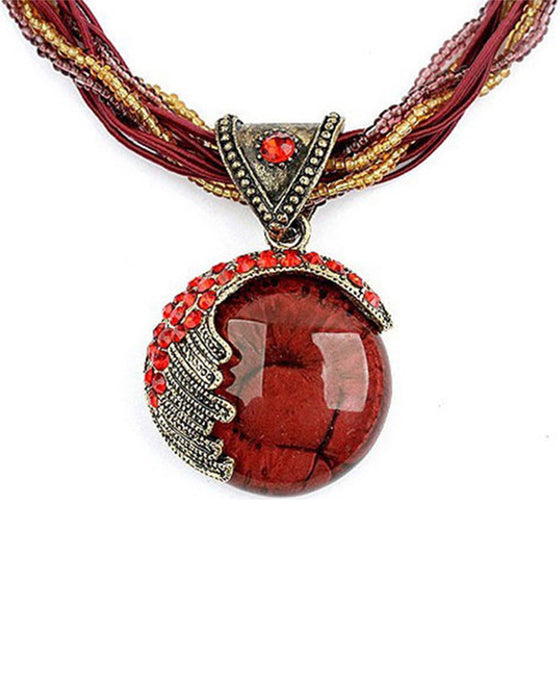 Boho-Handflätat Halsband med Hänge