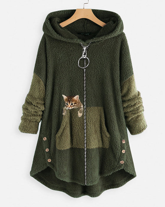 Huvkappa med sött katttryck