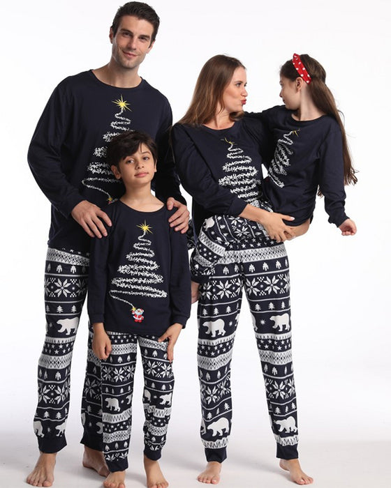 Jul familj pyjamas med julgran Tryck
