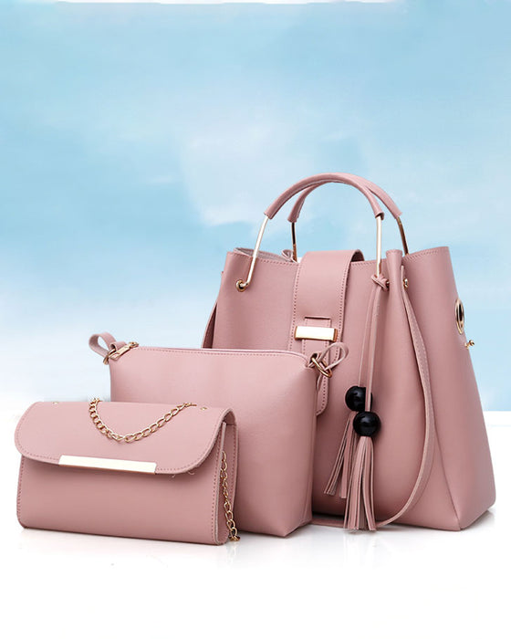 Handväska för dam axelväska 3 delar set