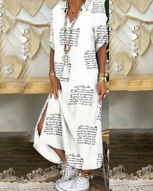 Skjortklänning med slitstryck