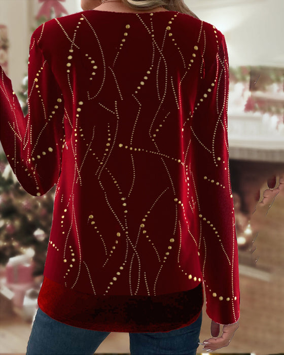 Rund hals tryckt topp