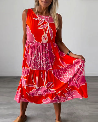 Klänning med patchworktryck för kvinnor