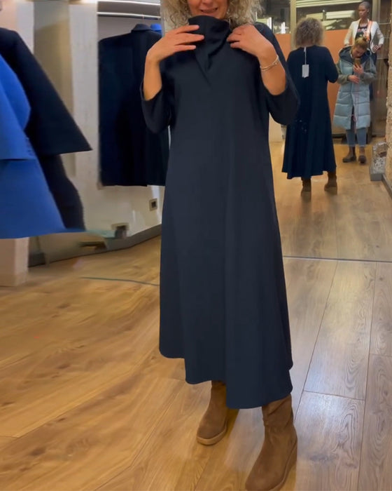 Enfärgad Avslappnad klänning med fickor