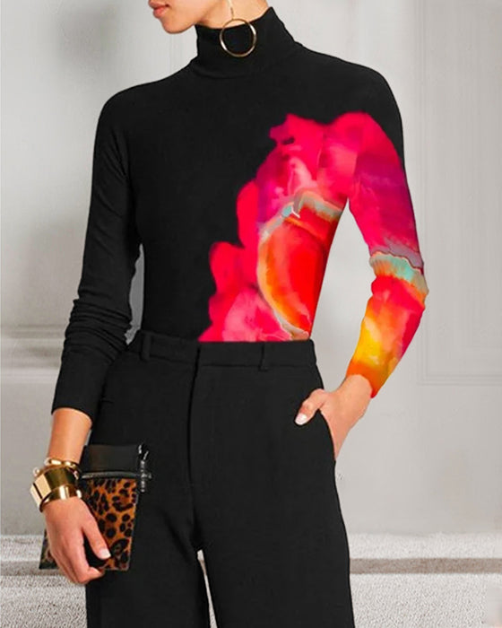 Skinny T-shirt med hög hals