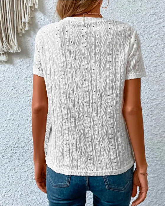 Enfärgad T-shirt med rund hals