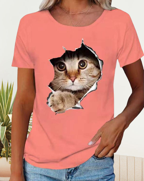 T-shirt med katttryck