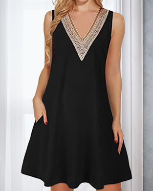 Ärmlös V-ringad fritidsklänning