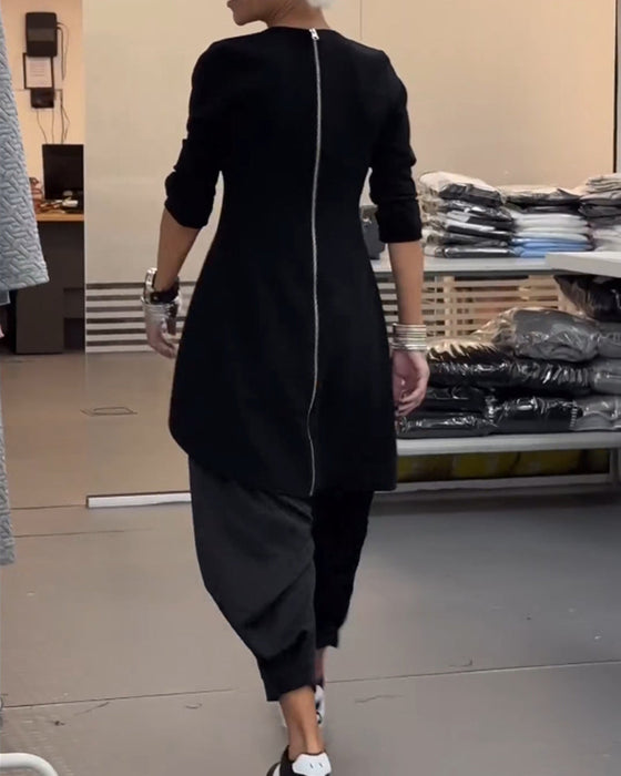 Mellanlång Tröja med rund hals