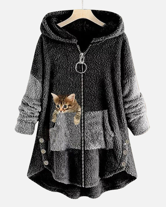 Huvkappa med sött katttryck