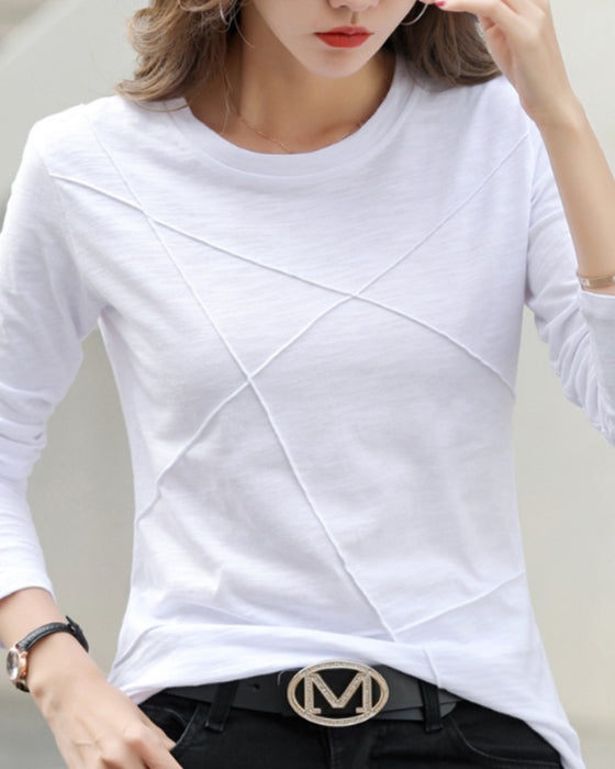 Enfärgad långärmad topp