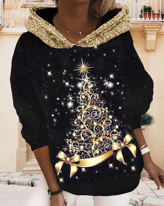 Luvtröja med julgranstryck