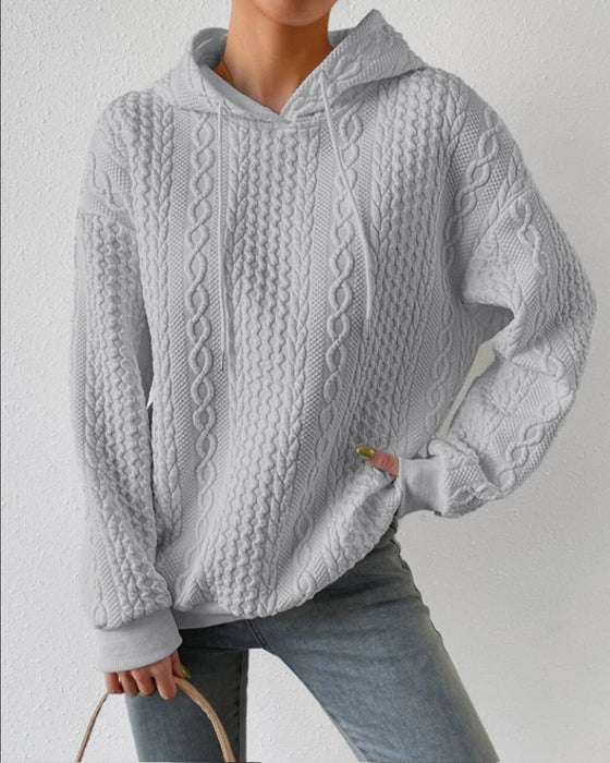 Avslappnad enfärgad hoodie