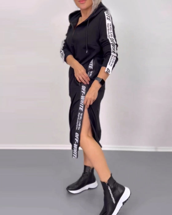 Avslappnad klänning med dragkedja