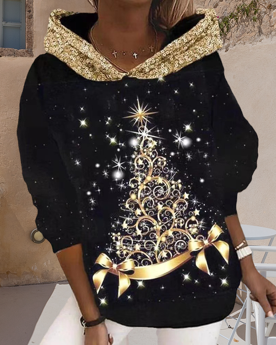 Luvtröja med julgranstryck