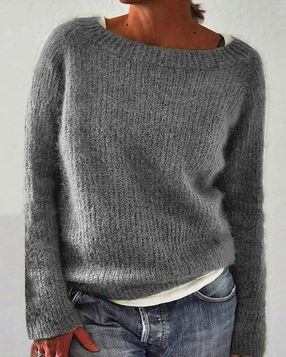 Crew Neck långärmad enfärgad tröja