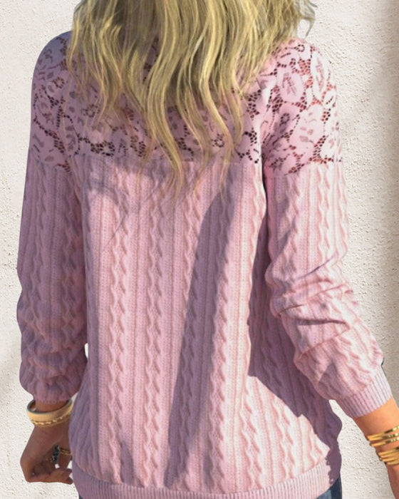 Rosa tröja med långa ärmar och spets