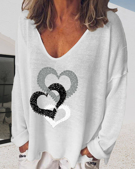 Långärmad Topp med Hjärttryck
