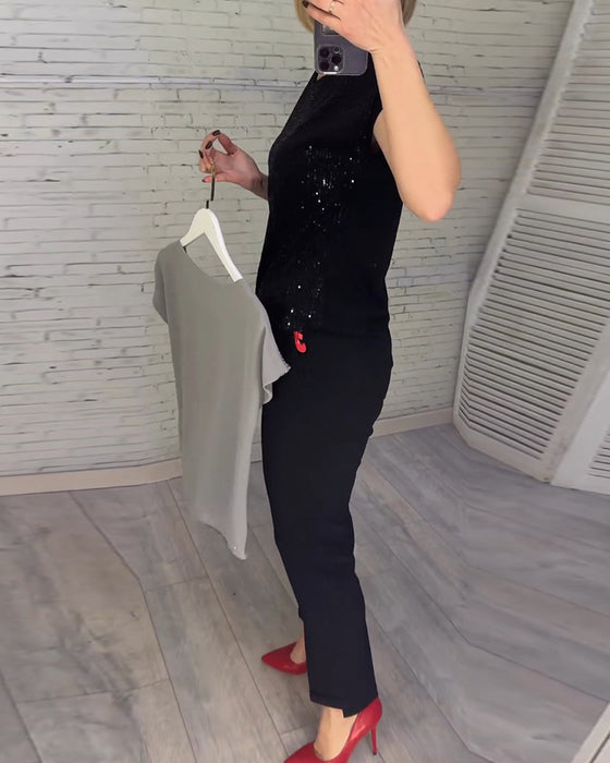 Kortärmade damblusar i paljett