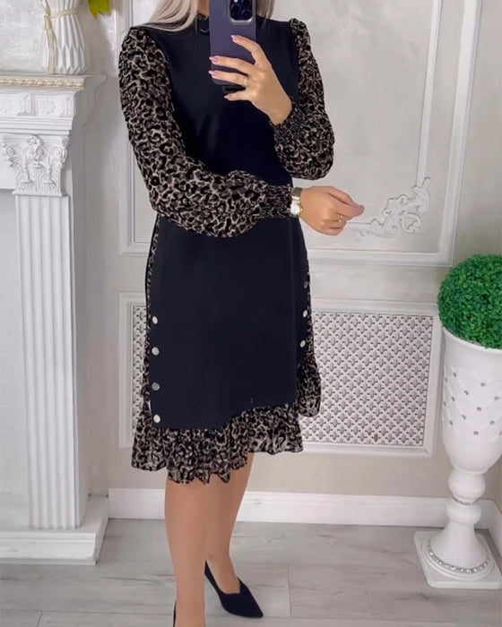 Elegant A-linjeformad klänning med färgblock