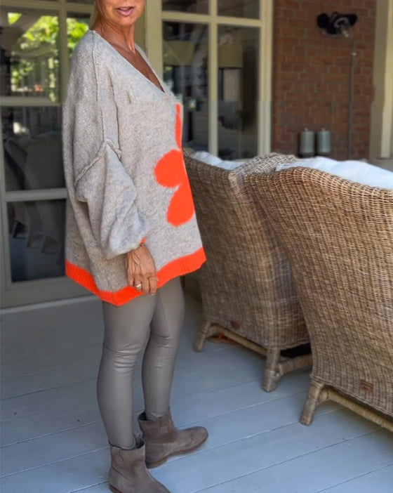 Blommönster v-ringad tröja