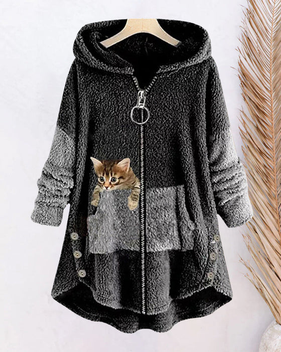 Huvkappa med sött katttryck