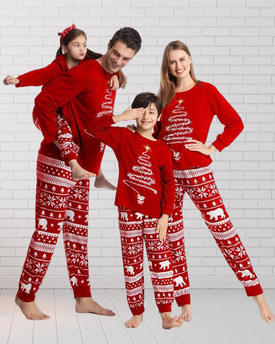 Jul familj pyjamas med julgran Tryck