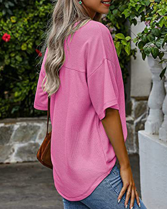 V-ringad Kortärmad tröja med ficka