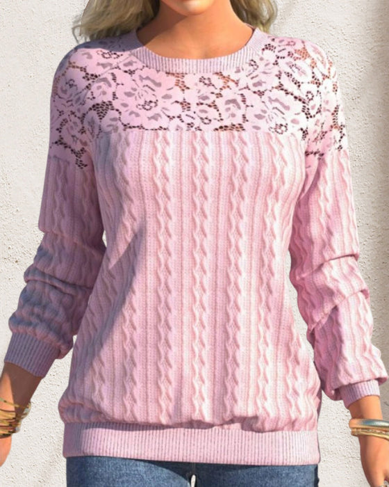 Rosa tröja med långa ärmar och spets