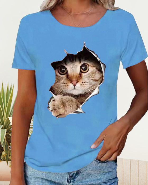 T-shirt med katttryck