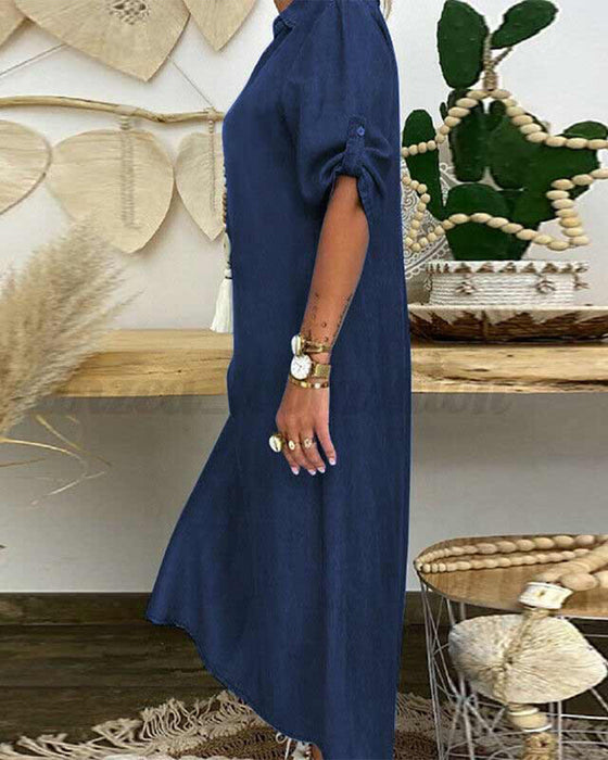 Enfärgad jeansklänning