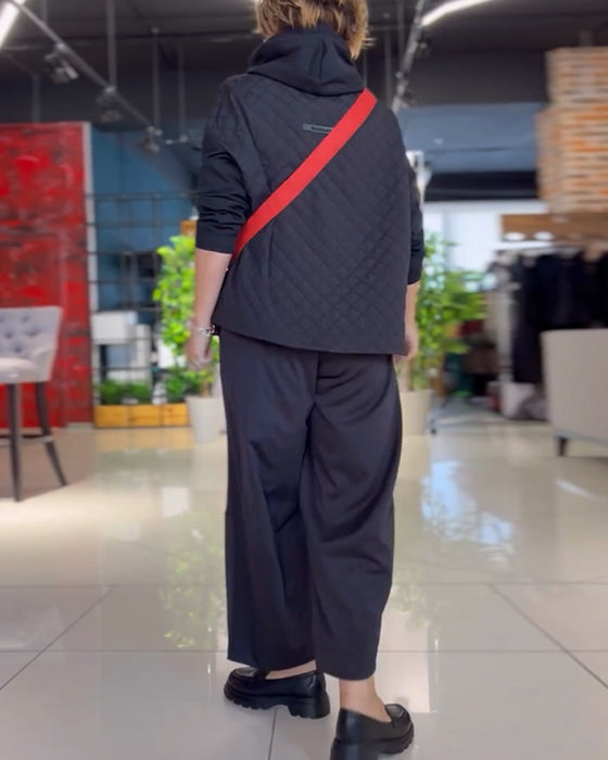 Rutiga huvtröjor med hög hals och långa ärmar