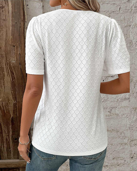 Bubbelärmad enfärgad topp