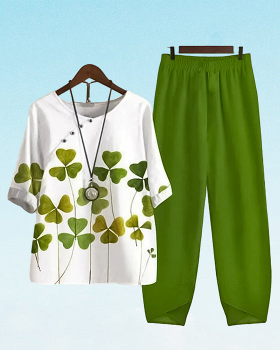 Casual tvådelad set med klövertryck