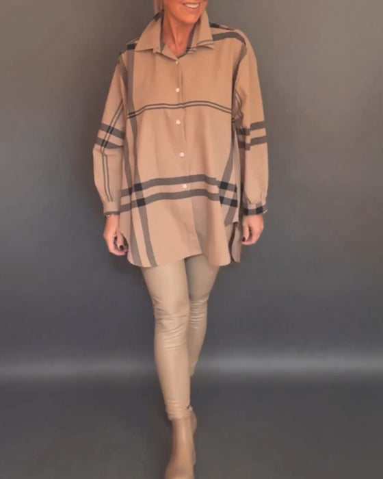 Avslappnad rutig lapelskjorta