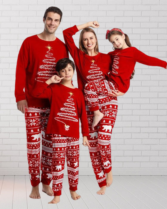 Jul familj pyjamas med julgran Tryck