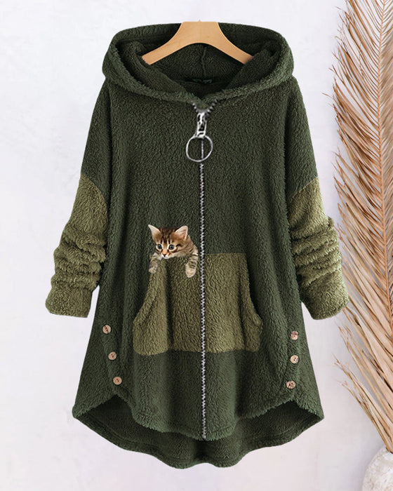 Huvkappa med sött katttryck