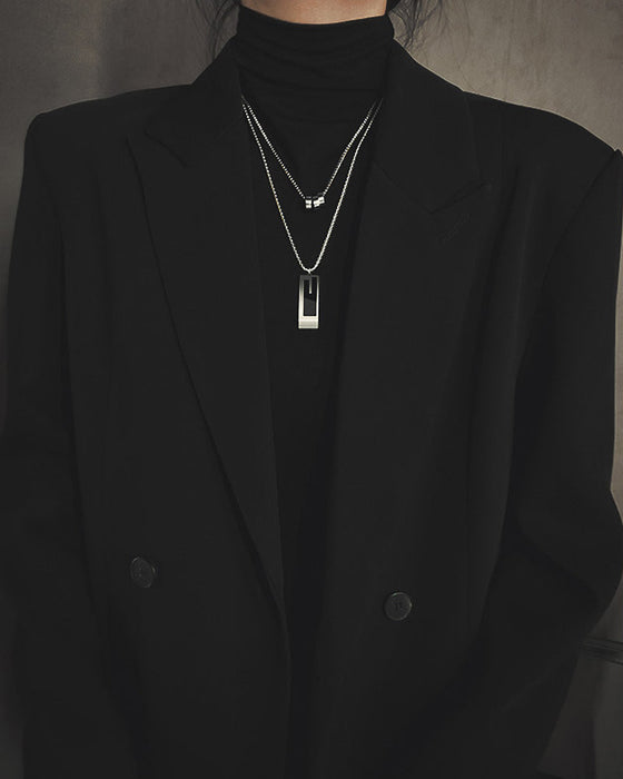 Dubbelt långt halsband i titanstål