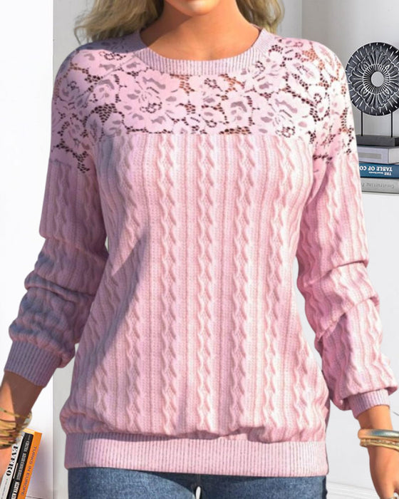 Rosa tröja med långa ärmar och spets