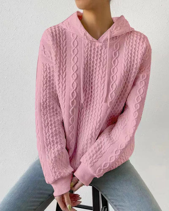 Avslappnad enfärgad hoodie