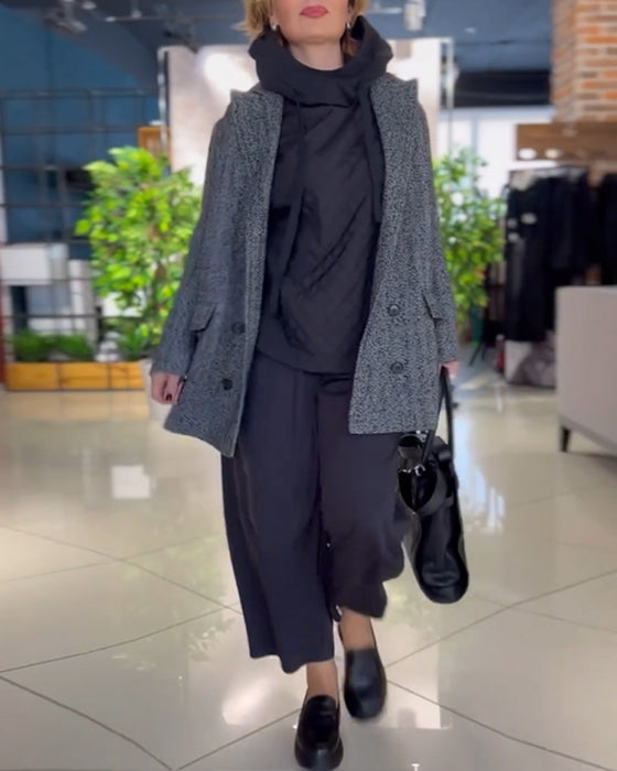 Rutiga huvtröjor med hög hals och långa ärmar